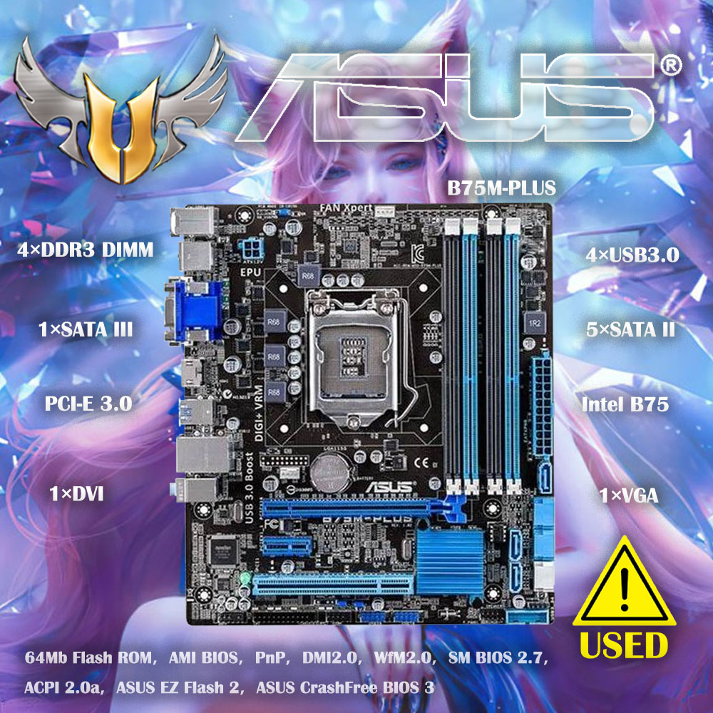 X870E Atx Motherboard - Asus B75M-PLUS oryginalna płyta główna pulpitu