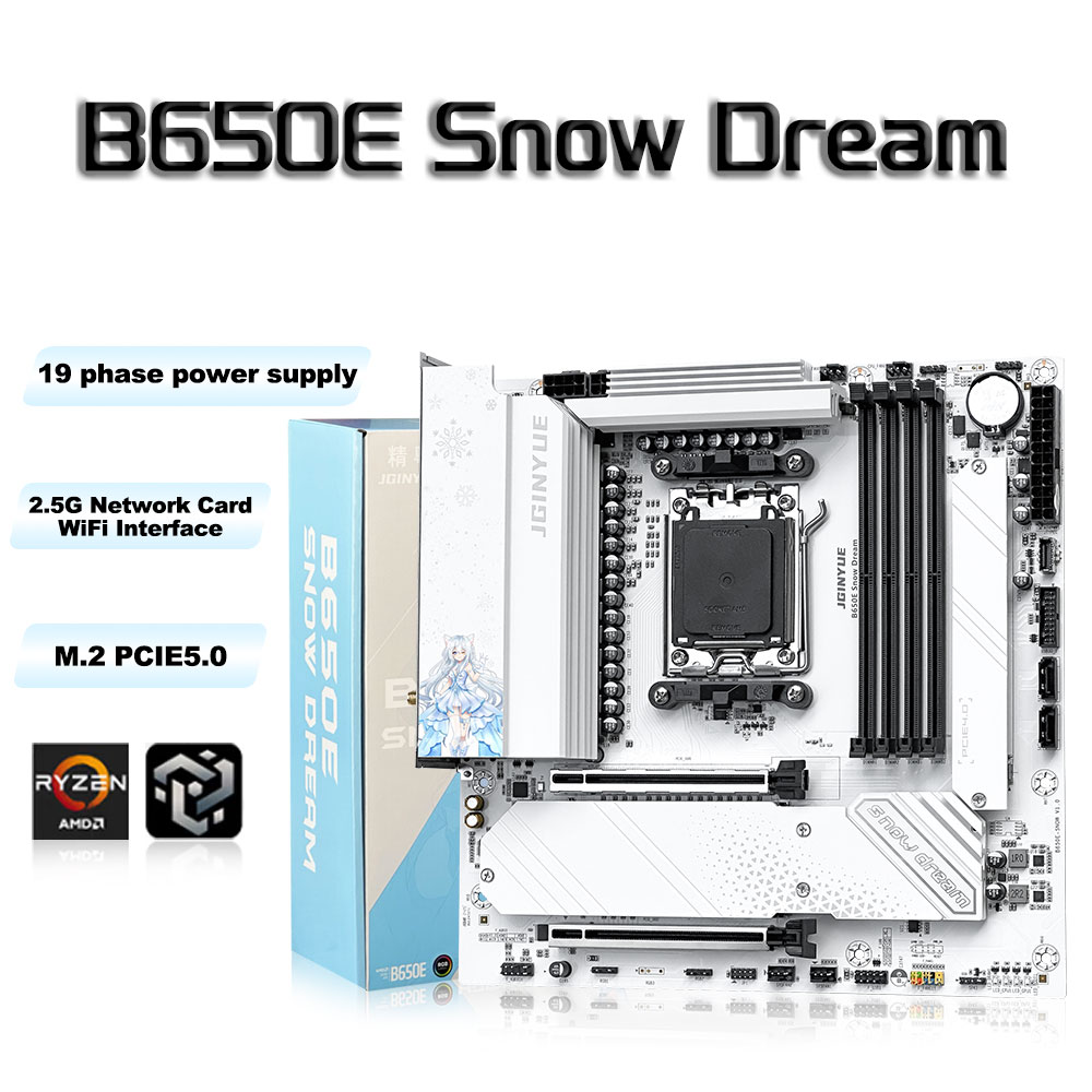 JGINYUE B650E Snow Dream AM5 M – Am5 Micro Atx Pcie 5.0 Motherboard recenzja i cena